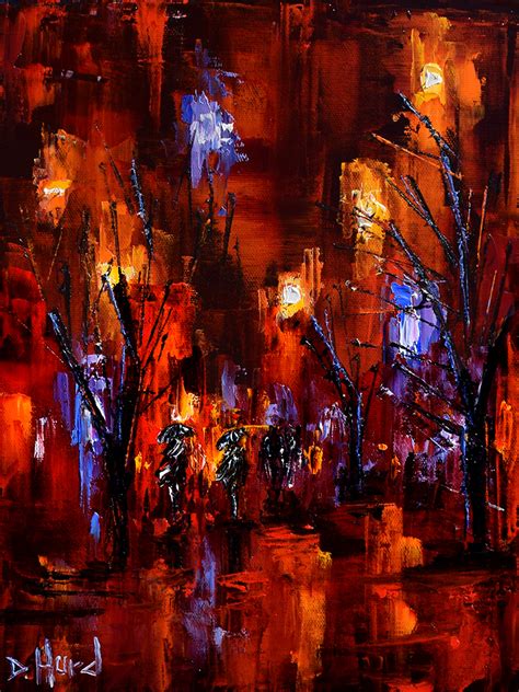Debra Hurd Original Paintings And Jazz Art Abstract Rainy Night Street