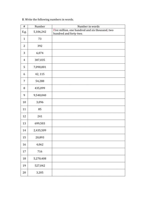 Writing Numbers In Words 2 Worksheet