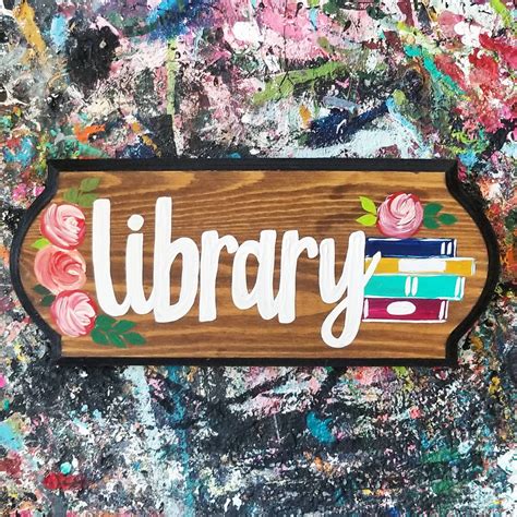Large Library Sign Etsy