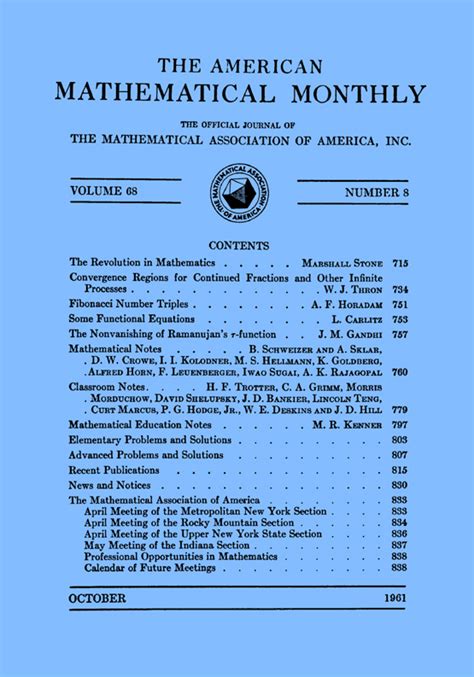 The Revolution In Mathematics The American Mathematical Monthly Vol