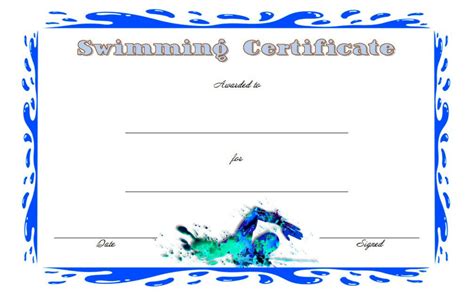 Editable Swimming Certificate Template Free Certificate Within