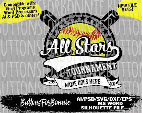 All Stars Tournament Svg Softball Svg All Stars Svg All Etsy