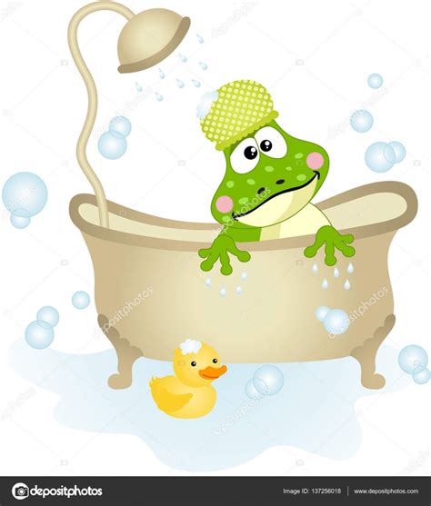 Cute Frog Taking A Bath — Stock Vector © Socris79 137256018