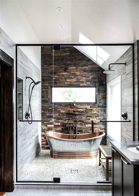 If you have had a problem with damp that has left unsightly stains on the walls or ceilings of your home, covering them up after the problem has been. 20 Masculine Bathroom Ideas With Exposed Brick Walls | HomeMydesign