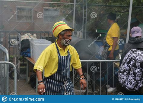 Notting Hill Carnival Jamaican Chef Cooking Jerk Chicken In Food Street
