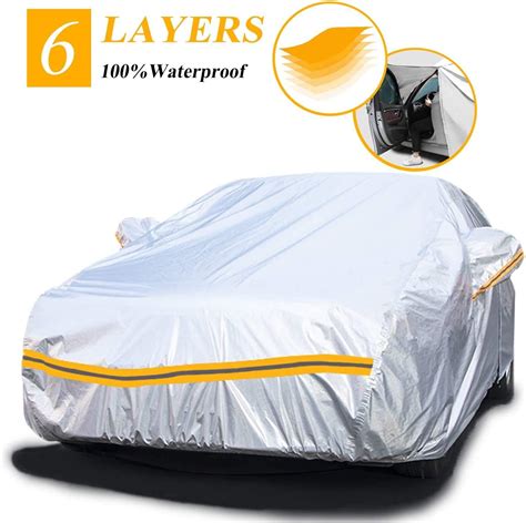 Autsop Car Cover Waterproof All Weather 6 Layers Car Covers For