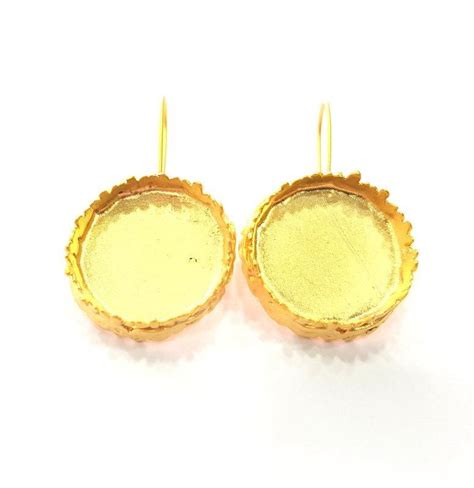 Earring Blank Base Settings Gold Resin Blank Cabochon Bases Inlay Blank Mountings Gold Plated