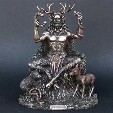 Resin Statues Cernunnos Sitting Sculpture Celtic God Figure Underworld