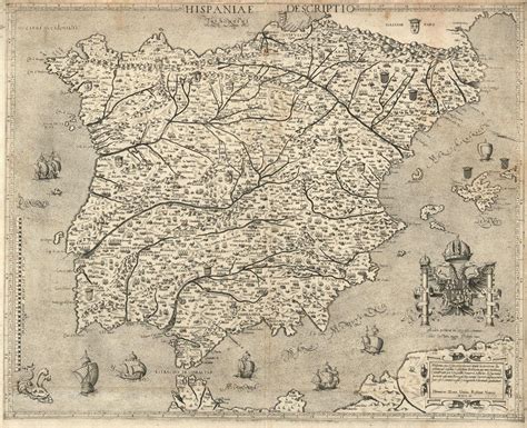 Ancient Map Of Spain 1560 Extremely Rare Fine Reproduction Etsy