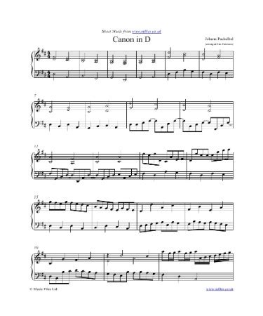 Sheet music sales from usa. Canon In D Piano Sheet Music PDF - Scouting Web