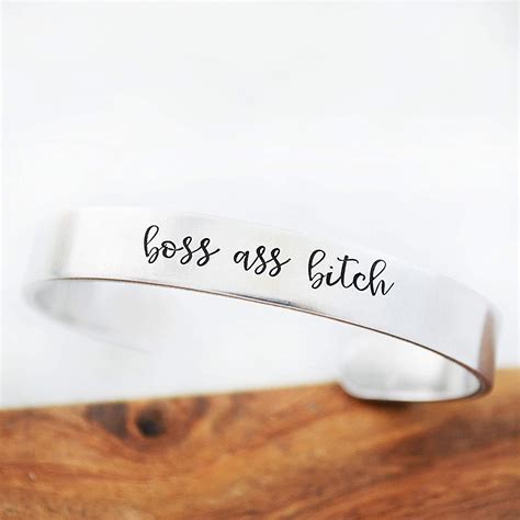 Girl Boss Ass Bitch Hand Stamped Cuff Bracelet For Women