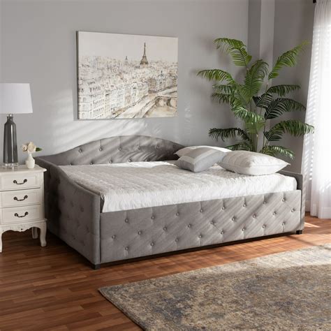 Baxton Studio Becker Transitional Upholstered Tufted Daybed Queen