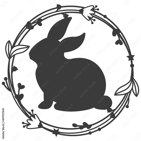 Easter Bunny With Flower Wreath Svg Easter Monogram Svg Round Frame