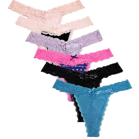 Charmo Panties For Women Cotton Soft Underwear Stretch Lace Trim Thongs