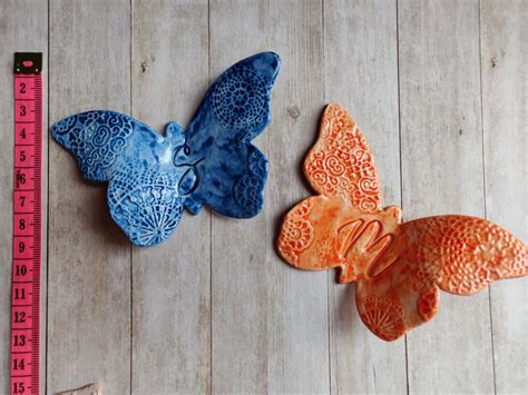Wall Art 3d Ceramic Butterflies Home Decor Unique T Etsy Uk