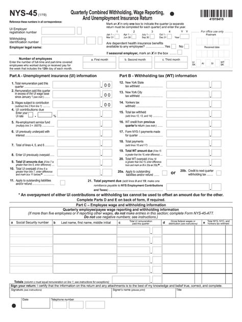 2019 2023 Form Ny Dtf Nys 45 Fill Online Printable Fillable Blank