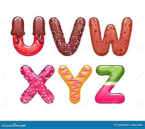 Decorated Sweets Abc Letters Set Stock Vector Illustration Of Liquid
