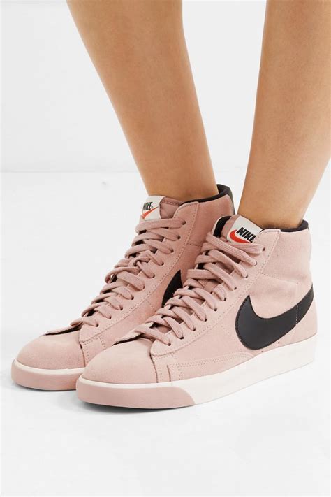 Nike Womens Vintage Blazer Leather Trimmed Suede High Top Sneakers Pink