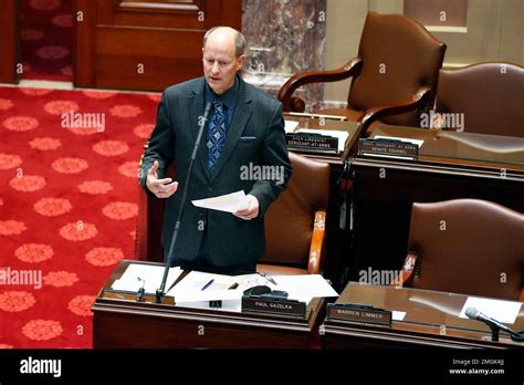State Senate Majority Leader Paul Gazelka addresses the body as
