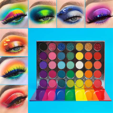 Rainbow Eyeshadow Palette Colorful Highly Pigmented 35 Colors Long