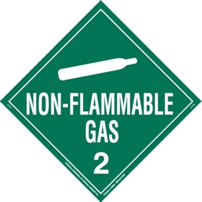 Non Flammable Gas Placard Worded Permanent Vinyl Pack Of 25