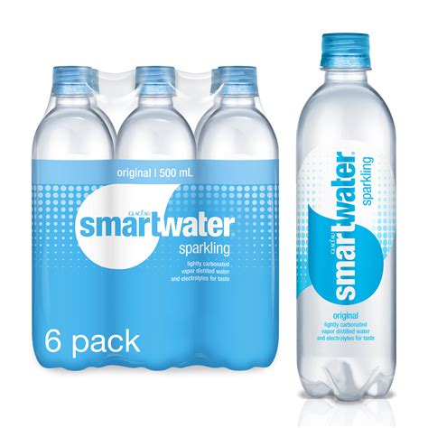 Glaceau Smartwater Sparkling Vapor Distilled Water 169 Fl Oz 6 Count