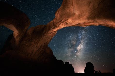 Space Nebula Arch Night Milky Way Rock Formation Nature