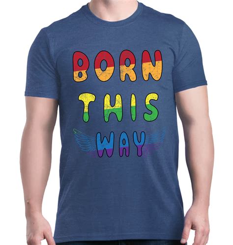 Shop4ever Shop4ever Mens Born This Way Gay Pride Graphic T Shirt