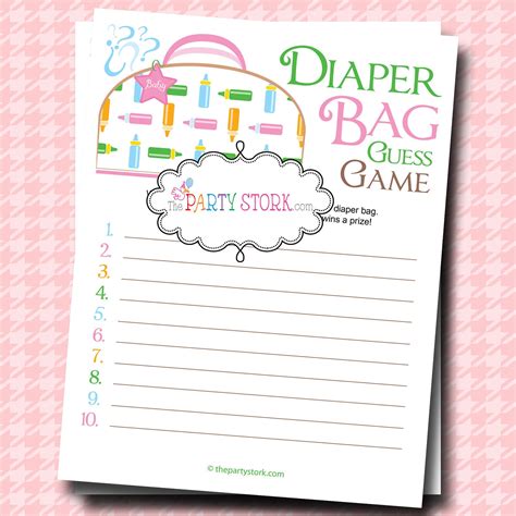 Baby Shower Game Guess Whats In The Diaper Bag Baby Shower Game