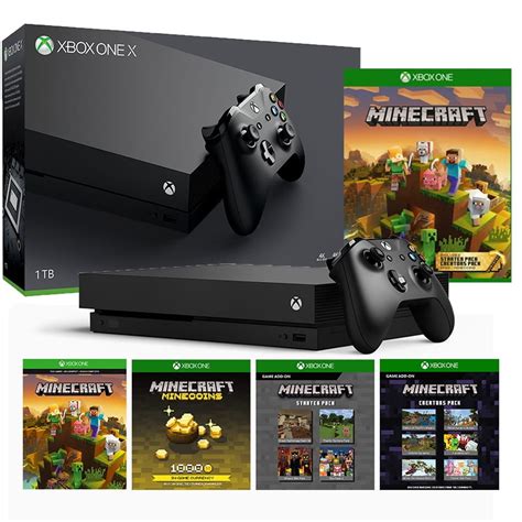 Microsoft Xbox One X 1tb Minecraft Starter Pack And Creators Pack Bundle