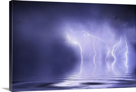 Lightning Storm Over The Ocean Wall Art Canvas Prints Framed Prints
