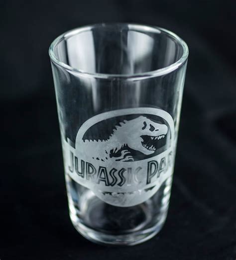 Jurassic Park Logo Etched Pint Glass Etsy