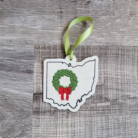 Digital Download 4x4 Ohio State Holiday Ornament Machine Embroidery