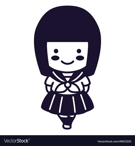 stroke cute japanese school girl royalty free vector image