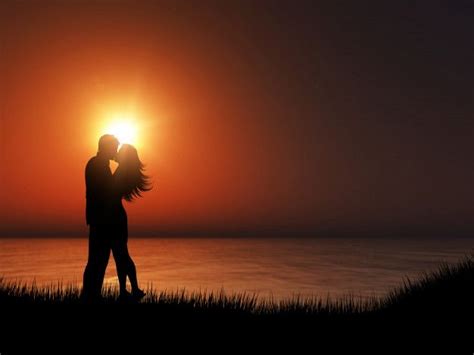 premium photo 3d silhouette of a couple kissing against a sunset ocean landscape casal se