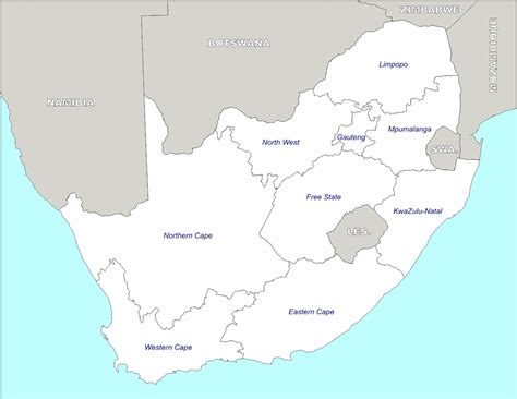 South African Map Showing Provinces