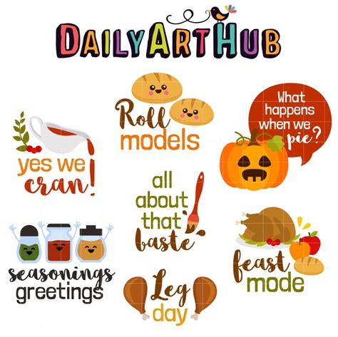 Thanksgiving Food Puns Clip Art Set Daily Art Hub Free Clip Art