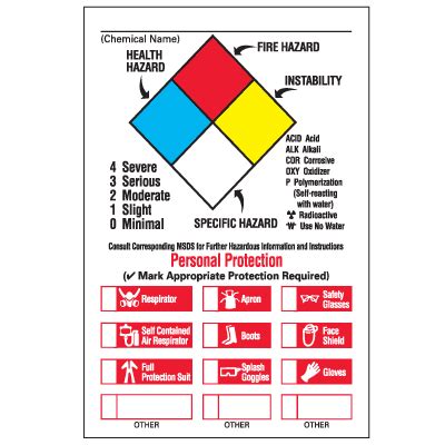 Chemical Hazard Warning Labels Nfpa Diamond Format Emedco