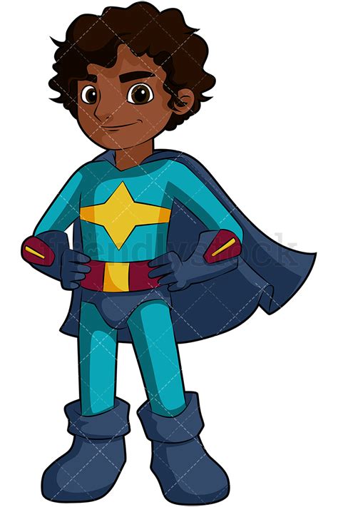 Black Boy Superhero Cartoon Vector Clipart Friendlystock