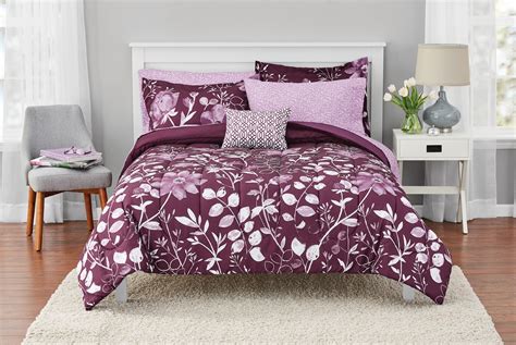 Mainstays Kamala Bed In A Bag Coordinating Bedding Purple Twin Xl