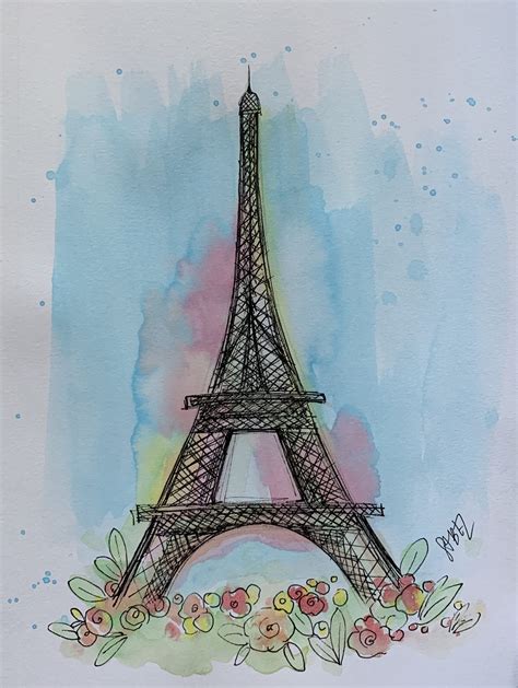 Video Watercolors And Ink Eiffel Tower