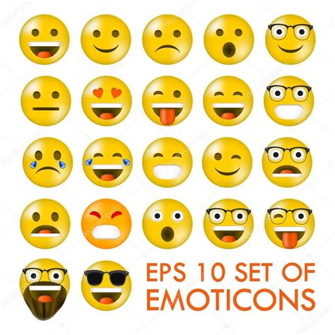 Set Of Emoticons Or Emoji Isolated Stock Vector Guteksk