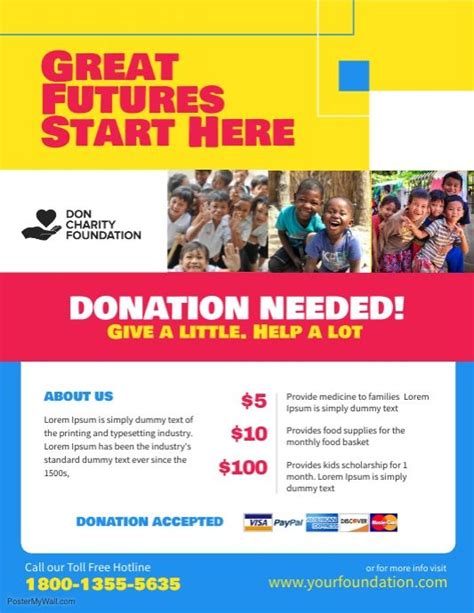 Charity Donation Fundraising Flyer Poster Template Fundraiser Flyer