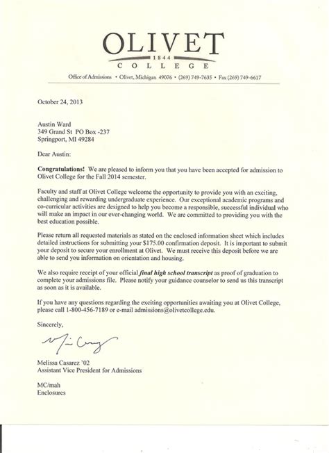 college acceptance letter brittney taylor