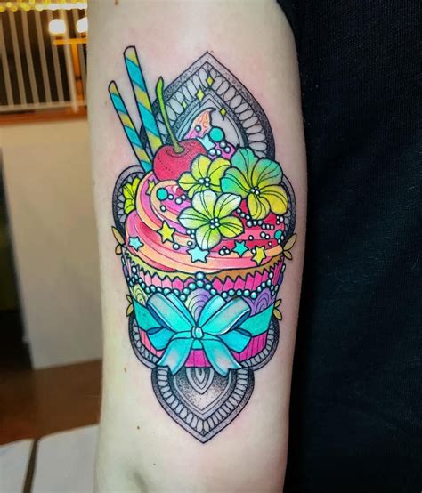 Colorful Cupcake Tattoo Girly Tattoos Tattoos Cupcake Tattoos