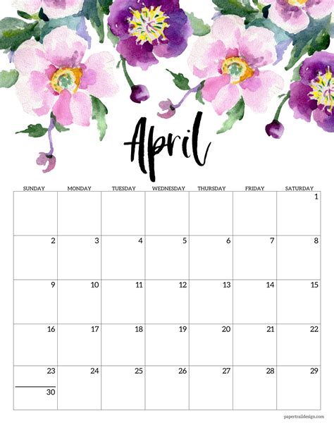 Free Printable 2023 Floral Calendar Paper Trail Design
