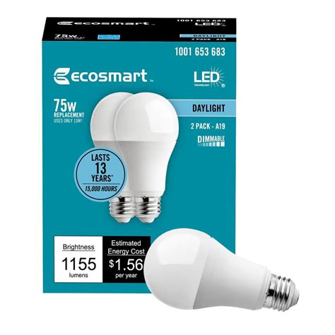 Ecosmart 75 Watt Equivalent A19 Dimmable Energy Star Led Light Bulb