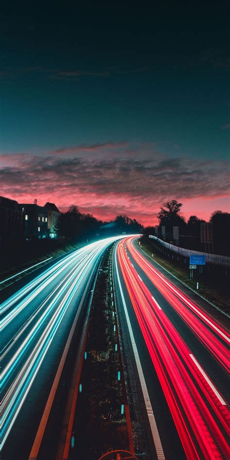 Highway Light Trails Evening Night 1080x2160 Wallpaper Light Trail