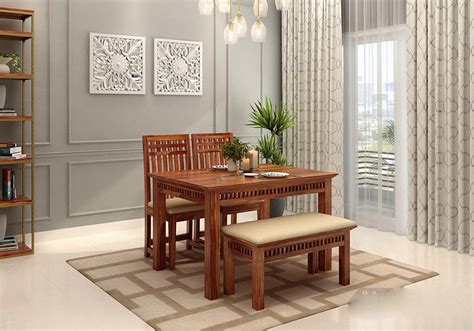 Buy Krishna Wood Decor Dining Table 4 Seater Set With Chairs Dining