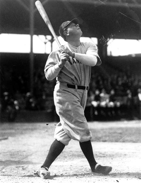 1931 babe ruth in classic pose during an exhibition game at oriole park
